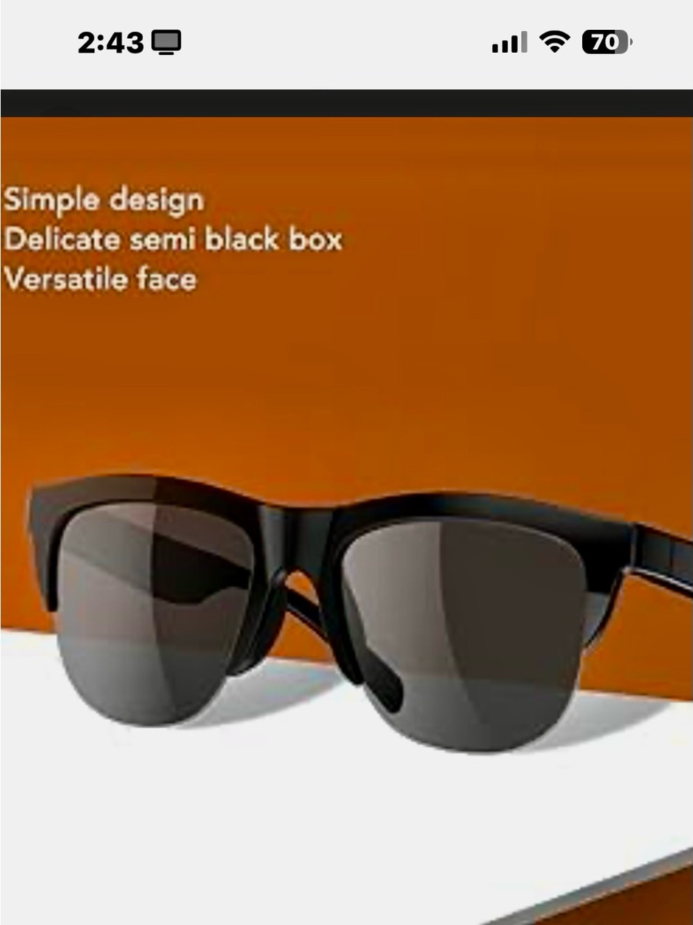 Bluetooth Sunglasses-Style Wireless Headset in Black